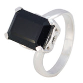 Gabriela Black Solitaire Ring for Women Elegant Silver Black Onyx Black